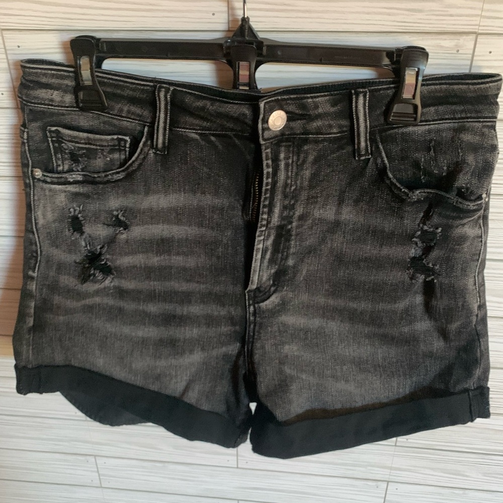 Risen Black Distressed Denim Women's Shorts